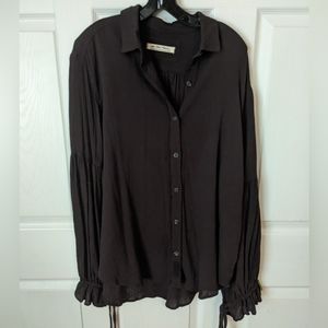 FP We The Free Chocolate Gauzy Poet Blouse, Sz M